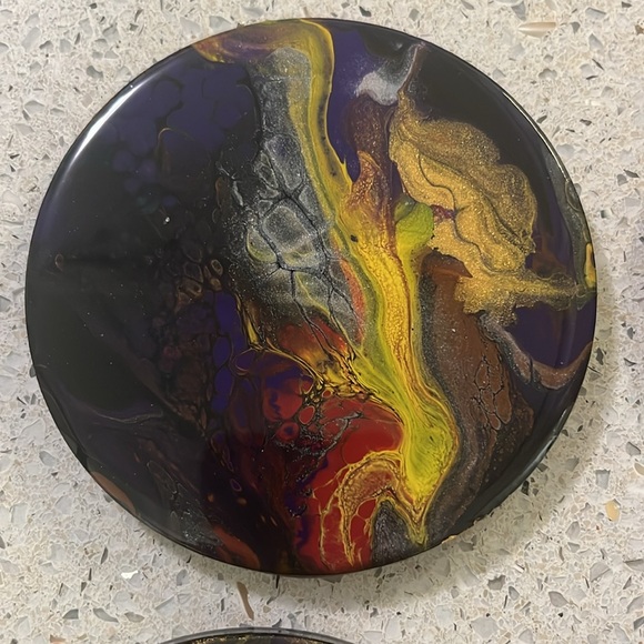 NWOT set of four ceramic handcrafted acrylic pour coasters - Picture 2 of 5